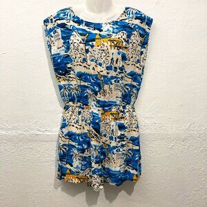 5Preview by 5.P.W Women Romper Shorts Cut out back Pockets Blue Novelty M